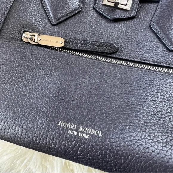 Henri Bendel Rivington Pebbled Leather Backpack Dark Grey - Picture 3 of 5